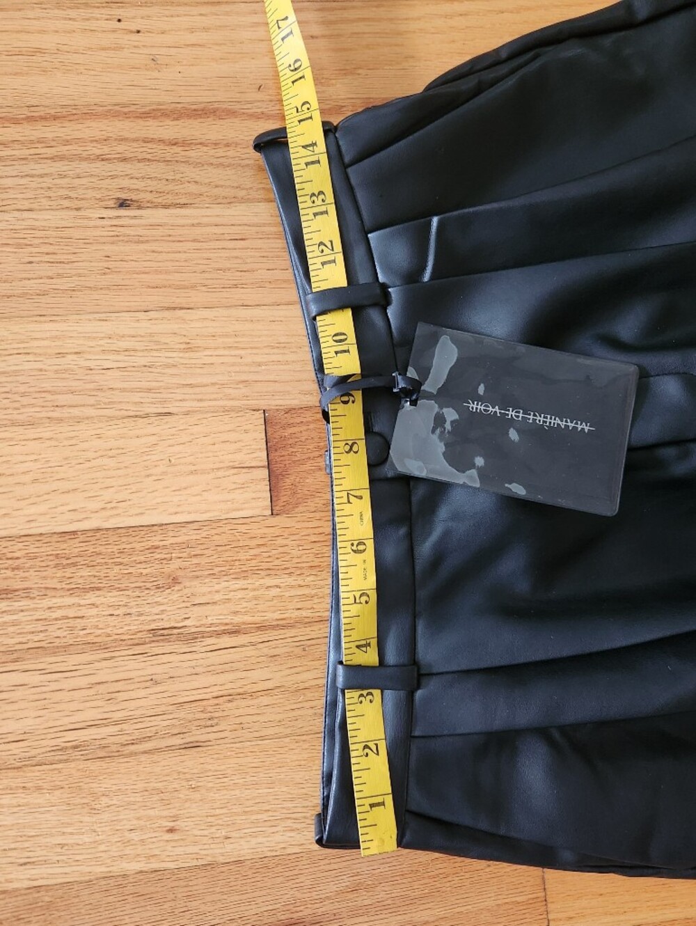 NWT Maniere De Voir Black Faux Leather Wide Leg Cargo Pants Size 8 - Picture 9 of 9